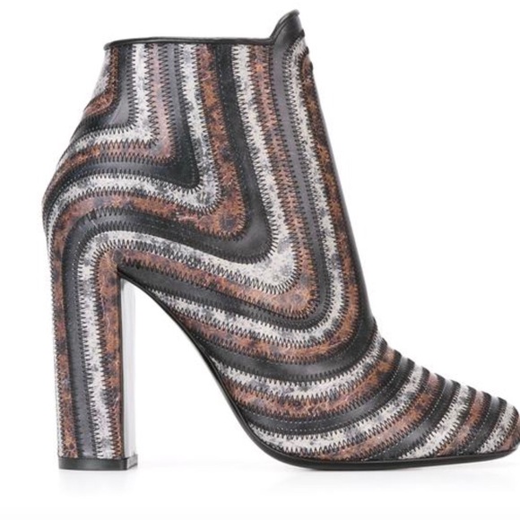 NWOB Salvatore Ferragamo Multicolor Leather Feeling Zig Zag Ankle Boots - Picture 4 of 11